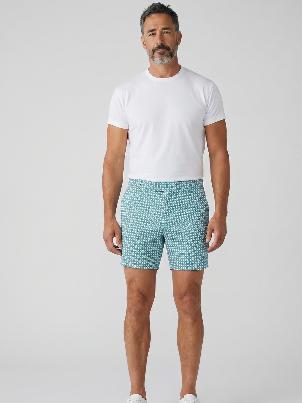NWT 33, 34, 38 Mr. Turk Men’s Roger Short Blue Mod Print Stretch Tailored Shorts